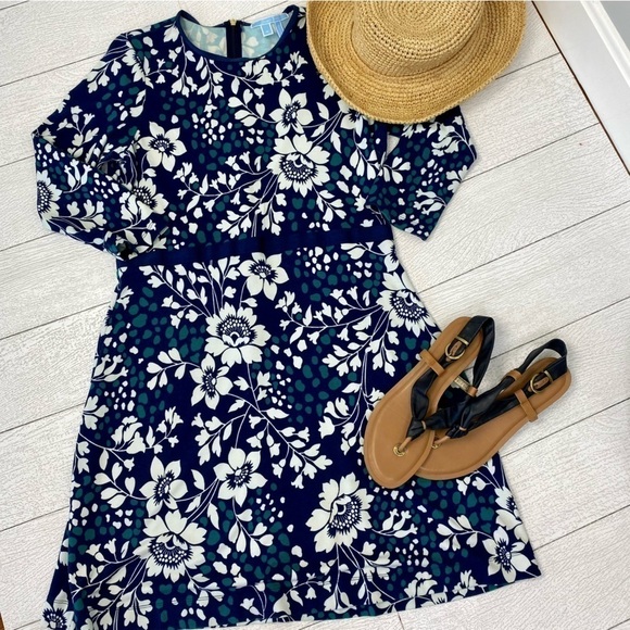 Draper James Blue Green White floral dress size M - Picture 1 of 12